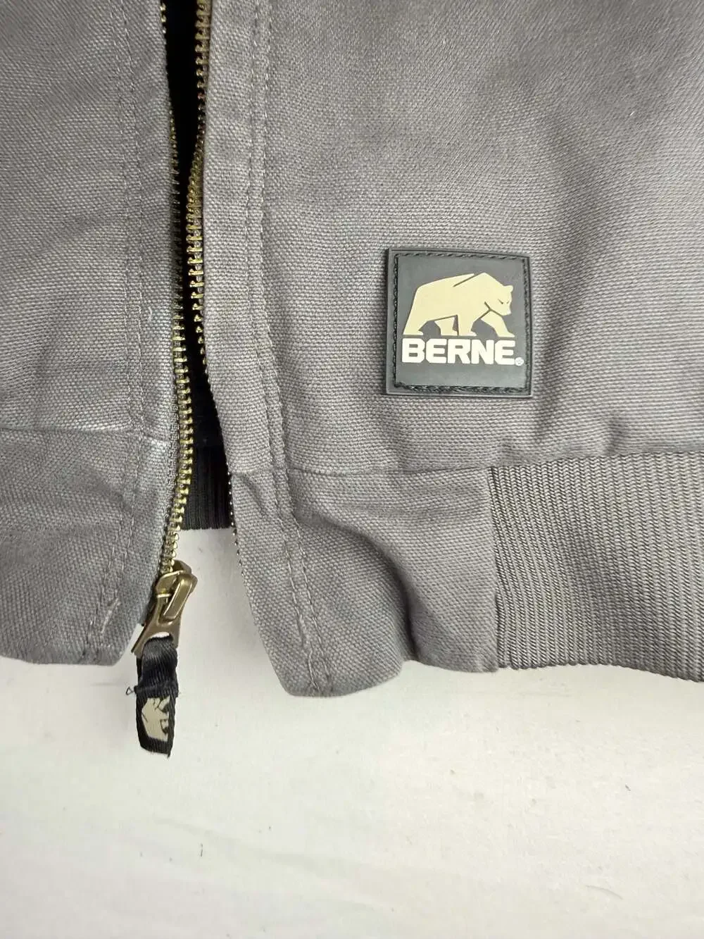 Heritage Workwear Berne Youth 14-16 Gray Canvas Quilted Full Zip Bomber Jacket